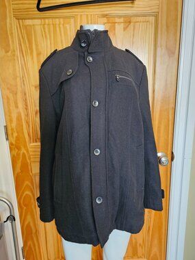 Daniel Hechter Paris Men's Size Large Modern Fit Mid-Length Field Coat with Bib